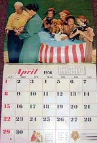 1956 calendar inside april