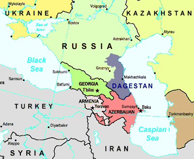 map of the Dagestan